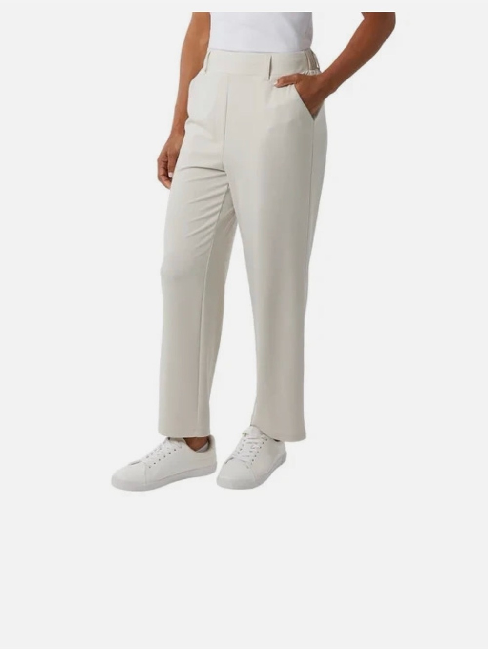 32 Degrees Women's Cream Straight-Leg Dress Pants Stretch Twill Pants Size Small